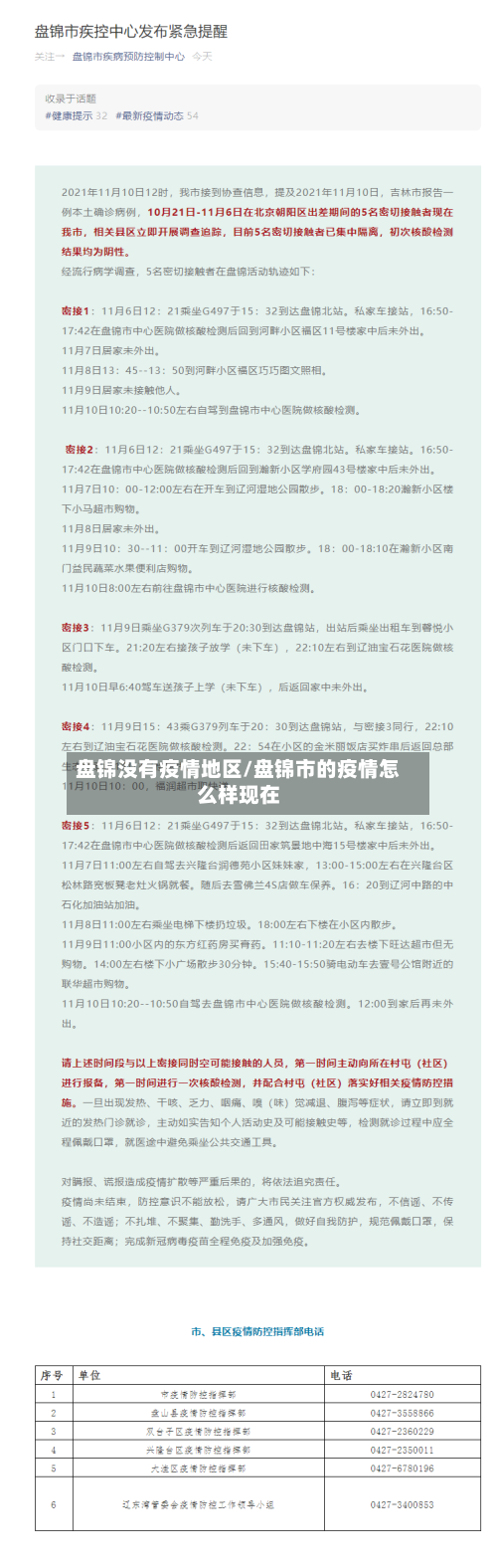 盘锦没有疫情地区/盘锦市的疫情怎么样现在